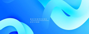 Soyut mavi arkaplan. Pürüzsüz akış şekilleri dinamik görsel efektler yaratır. Dijital projeler için modern tasarım.