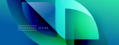 Soyut sıvı şekilleri örtüşür, parlak mavi, yeşil gradyanlar yaratır. Modern tasarım teknoloji, yenilik ve enerji öneriyor. Mevcut en küçük metin.