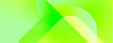 Parlak yeşil soyut arka plan. Üst üste binen şekiller dinamik görsel efekt yaratır. Metin arka plan tasarımı okur. Yumuşak gradyanlar modern estetik sunar.