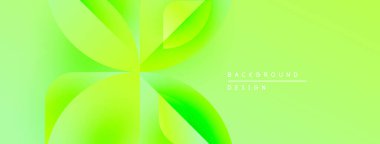 Soyut çiçek tasarımı. Canlı yeşil renkler harmanlanarak dinamik taç yaprağı şekilleri oluşturur. Dijital projeler için modern arkaplan.