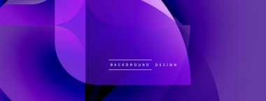 Soyut mor dizayn, üst üste binen şekiller, gradyanlar. Modern estetik, arka planlar ve sunumlar için uygun. Minimalist stil.