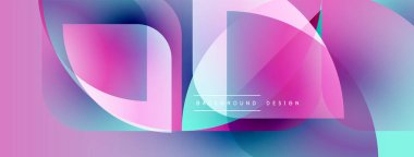 Soyut şekiller örtüşüyor, canlı pembeler, maviler, morlar yaratıyor. Modern tasarım bulanık gradyan ve dinamik kompozisyon içerir. Metin arkaplan tasarımı okur.