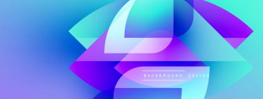 Soyut gradyanlar dinamik şekiller oluştururlar. Mavi, mor, turkuaz renkler kusursuz bir şekilde harmanlanır. Modern tasarım hareketi ve enerjiyi çağrıştırıyor. Mevcut en küçük metin.