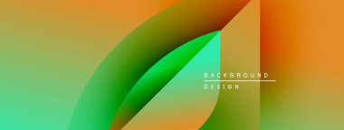 Soyut gradyanlar harmanlanarak, dinamik görsel akış yaratır. Üst üste binen şekiller hareketi, modern tasarım estetiğini akla getiriyor. Metin arkaplan tasarımı okur.