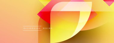 Soyut geometrik şekiller, canlı gradyanlar. Turuncu, sarı, kırmızı renkler dinamik arka plan tasarımı yaratır. Modern, pürüzsüz geçişler.