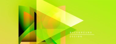 Soyut geometrik şekiller örtüşüyor, canlı yeşil, turuncu, sarı bileşim oluşturuyor. Arka planlar için modern tasarım ögesi.
