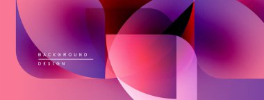 Soyut sıvı şekiller harmanlanır, canlı pembeler ve morlar yaratır. Modern tasarım dinamik hareketi, pürüzsüz eğimleri öneriyor.