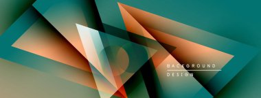 Soyut geometrik arkaplan. Üst üste binen şekiller dinamik görsel efekt yaratır. Teal, turuncu, gri renkler kompozisyona hakim. Modern tasarım ögesi.