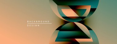 Soyut geometrik şekiller örtüşür, dinamik görsel efekt yaratır. Gradyan renkler düzgün bir şekilde harmanlanarak modern arkaplan tasarımı oluşturur.