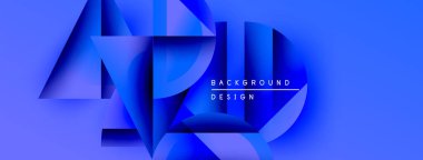 Soyut mavi tasarım katmanlı şekiller, gradyanlar içerir. Metin, kompozisyon içerisindeki arkaplan tasarımını okur. Modern estetik.