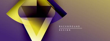 Soyut geometrik tasarım. Mor, altın rengi dinamik görsel efekt yaratır. Sunumlar ve grafikler için modern arkaplan uygun.