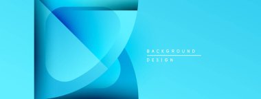 Soyut mavi tasarım. Üst üste binen şekiller dinamik görsel efekt yaratır. Pankartlar ve sunumlar için modern arkaplan uygun.