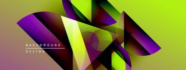 Soyut geometrik şekiller canlı renkleri harmanlarlar. Dinamik bileşim modern görsel etki yaratır. Renkler pürüzsüz geçişler sunar.