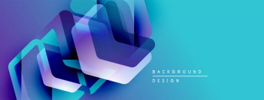 Soyut geometrik şekiller örtüşür, parlak mavi mor bir eğilim yaratır. Arkaplan ve sunumlar için modern tasarım ögesi.