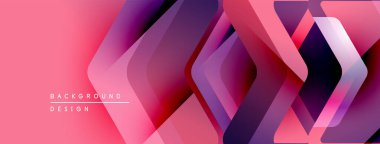 Soyut geometrik katmanlar canlı pembe, mor gradyan oluşturur. Arkaplan ve sunumlar için uygun modern tasarım.