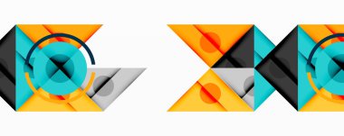 Soyut geometrik desenler. Şekiller örtüşüyor, dinamik görsel kompozisyon oluşturuyor. Turuncu, deniz mavisi, gri baskın tasarım. Minimalist estetik.