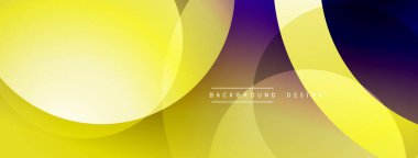 Soyut sarı, mor daireler üst üste biniyor. Modern tasarım farklı renkler içerir, dinamik görsel efektler yaratır. Arkaplan metni arkaplan tasarımı okur.