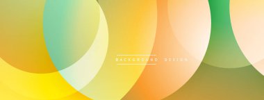 Soyut renkli çakışan daireler modern arkaplan oluşturur. Gradyan renkler harmanlanır ve düzgün bir görsel deneyim sunar. Basit tasarım.