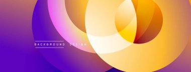 Soyut renkli çemberler örtüşüyor ve canlı bir gradyan arkaplan oluşturuyor. Modern tasarım elementleri yaratıcılık, enerji ve yenilik öneriyor.