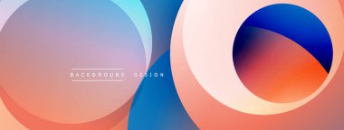 Soyut renkli katmanlar modern arkaplan oluşturur. Yumuşak eğimler harmanlanır, dairesel şekiller oluşturur. Tasarım akıcılığı ve dinamizmi çağrıştırır..