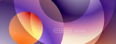 Soyut sıvı şekilleri örtüşür, parlak mor renkler yaratır, turuncu renkler. Modern tasarım arka planlar, pankartlar, sunumlar için uygun.