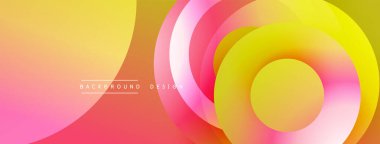 Soyut renkli çemberler dinamik gradyan arkaplan oluşturur. Yumuşak pembeler, sarılar, portakallar kusursuz bir şekilde harmanlanır. Modern tasarım ögesi.