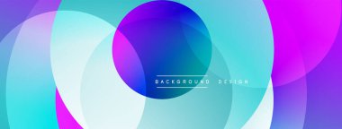 Soyut renkli çemberler örtüşüyor ve canlı gradyanlar yaratıyor. Modern tasarım arka planlar, sunumlar, afişler için uygun. Yumuşak geçişler, dinamik kompozisyon.