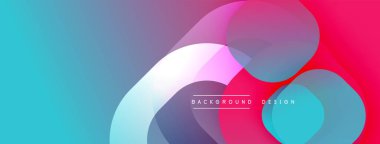 Soyut renkli arkaplan. Üst üste binen daireler dinamik görsel efekt yaratır. Gradyan renkleri pürüzsüz, modern tasarım ögesine karışıyor.