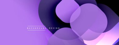 Soyut mor arkaplan. Üst üste binen daireler dinamik akış yaratıyor, modern estetik. İnce gradyanlar görsel derinliği artırır.