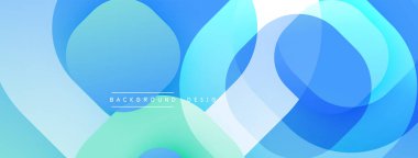 Soyut mavi tasarım, üst üste binen daireler, gradyanlar. Arka planlar, sunumlar, dijital sanat için modern estetik.