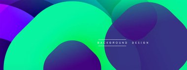 Soyut, canlı çemberler, dinamik, renkli bir arkaplan oluşturur. Pürüzsüz gradyanlar mor ve yeşil renkleri harmanlarlar. Modern tasarım ögesi.