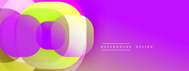 Soyut, enerjik çemberler çakışıyor. Gradyan mor, sarı renkler modern tasarım yaratır. Arkaplan dijital sanat ve yenilik öneriyor.