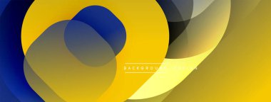 Soyut geometrik şekiller çakışıyor. Sarı, mavi, gri tonlar dinamik kompozisyon oluşturur. Arka planlar için modern tasarım ögesi.