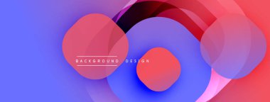 Soyut renkli çemberler çakışıyor. Kademe mavi, kırmızı renkler dinamik görsel efekt yaratır. Arka planlar için modern tasarım ögesi.