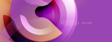 Soyut mor tasarım üst üste binen dairesel şekiller içeriyor. Gradyan renkler dinamik görsel efekt yaratır. Modern, şık bir sunum.