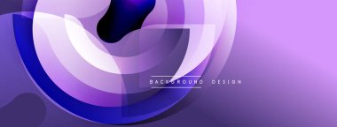 Soyut mor tasarım, üst üste binen daireler, gradyanlar. Sunumlar, web siteleri ve markalaşma için modern arka plan uygun. Düz geçişler dinamik görsel efekt yaratır.