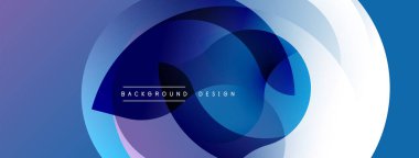 Soyut mavi tasarım, üst üste binen daireler. Gradyan renkler dinamik görsel efekt yaratır. Modern, temiz estetik.