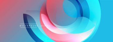 Soyut renkli katmanlar dinamik görsel efekt yaratır. Pembe, mavi renkler karışıp akışkan şekiller oluşturuyor. Modern tasarım ögesi.