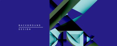 Soyut geometrik bileşim. Üst üste binen katmanlar derinlik yaratır, havalı maviler, yeşiller, siyah. Arka planlar ve sunumlar için modern tasarım öğesi. Minimalist estetik.