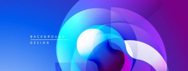 Soyut gradyan şekiller örtüşür, canlı mavi mor kompozisyon oluşturur. Arka planlar için modern tasarım ögesi.