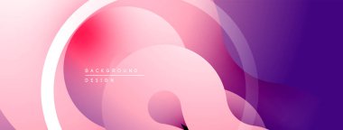 Soyut sıvı şekiller, pembeler, morlar modern arka plan yaratır. Yumuşak eğimler, üst üste binen katmanlar görsel ilgi sunar.