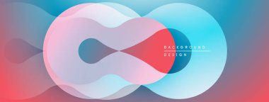 Soyut tasarım özellikleri üst üste binen renkli şekiller. Gradyan renkler modern görsel efekt yaratır. Yumuşak eğriler sonsuzluk sembolünü gösterir.