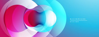 Soyut renkli çemberler çakışıyor. Gradyan gölgeler dinamik görsel efekt yaratır. Arkaplan ve sunumlar için modern tasarım ögesi.