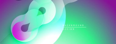 Soyut sıvı şekilleri canlı mor, yeşil renkleri harmanlıyor. Modern tasarım dinamik görsel deneyim yaratır. Yumuşak eğimler derinlik sunar.