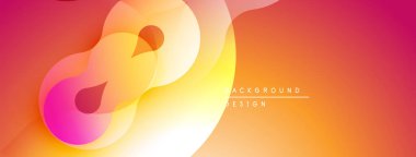 Soyut akışkan şekiller, sıcak renk eğimleri. Pembe, turuncu, sarı renkler düzgün bir şekilde harmanlanır. Arka planlar için modern tasarım ögesi.