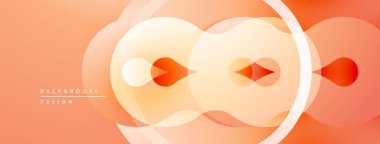 Soyut turuncu tasarım. Üst üste binen yuvarlak şekiller dinamik görsel efekt yaratır. Yumuşak eğimler pürüzsüz geçişler, modern estetik.