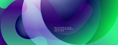 Soyut sıvı şekilleri örtüşür ve canlı renk değişimleri yaratır. Mor, mavi, yeşil renkler kusursuz bir şekilde harmanlanır. Modern tasarım ögesi.