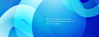 Soyut mavi arkaplan. Üst üste binen şekiller dinamik ve modern görsel efektler yaratır. Yumuşak eğimler temiz estetik sunar.