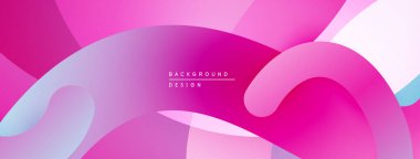 Soyut sıvı şekiller, pembeler, maviler harmanlanır. Modern tasarım, pürüzsüz eğimler dinamik kompozisyon yaratır. Minimalist estetik.