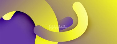 Soyut sıvı şekiller, canlı sarı, mor renkler. Modern tasarım, pürüzsüz eğimler dinamik kompozisyon yaratır. Minimalist arkaplan dokusu.